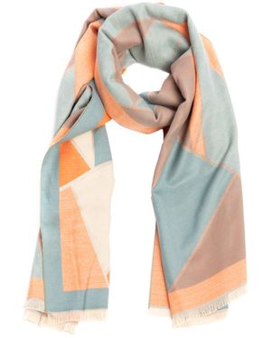 Saachi Reversible Geometric Coral Scarf - Orange