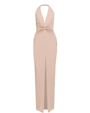 Nissa Backless Glitter Maxi Dress - Natural