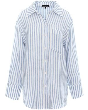 Framboise Justinne Linen Shirt With Stripes - Blue