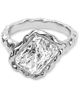 Aaria London Square Molten Ring Moissanite - White
