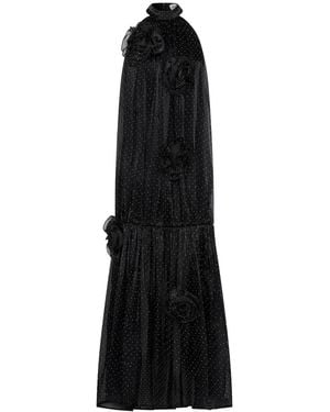 Sour Figs Rhinestone Polka Dot Halterneck Maxi Dress - Black