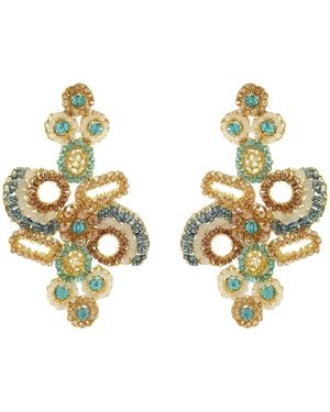 Lavish by Tricia Milaneze Seafoam Mix Althea Maxi Handmade Crochet Earrings - Metallic