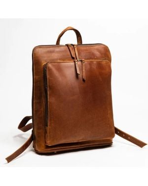 Hides Leather Co. Vintage Genuine Leather Backpack - Brown