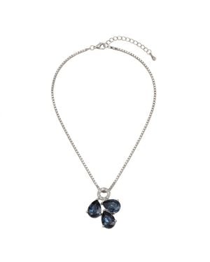 Modenaire Sapphire Teardrop Trio Cluster Pendant Necklace - Metallic