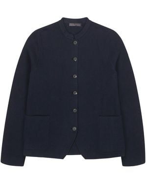 Paul James Knitwear Midweight Cotton Indore Knitted Nehru Jacket - Blue