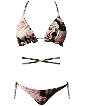 Nur Karaata Bloom Triangle Bikini - Black
