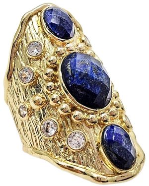 Farra Lapis Stone Setting Statement Ring - Blue