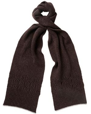 Kinalba Gents Cocoa Mid-Weight Ribbed Cashmere Scarf - Brown