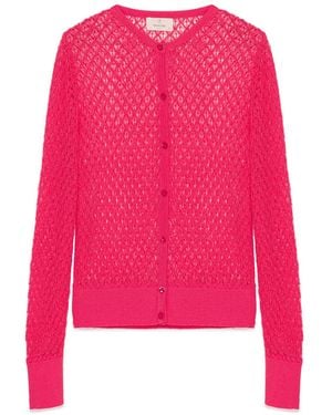Peraluna Addison Openwork Knit Cardigan - Pink