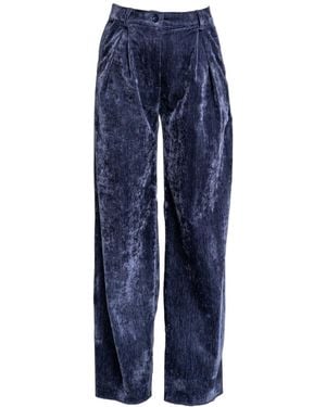 ARTISTA Poppy Velvet Wide Leg Trousers - Blue