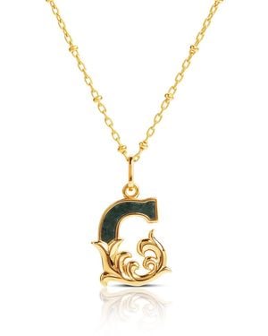 Kasun Plated G Initial Necklace With Marble - Metallic