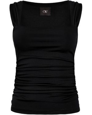 OW Collection Zoey Draped Top - Black