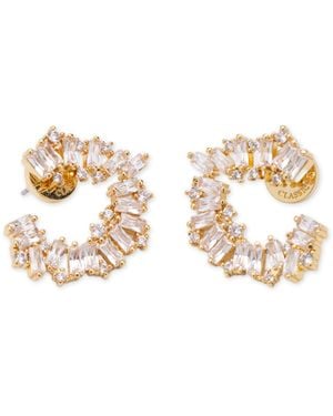 Classicharms Crescent Baguette Cubic Zirconia Stud Earrings - Metallic