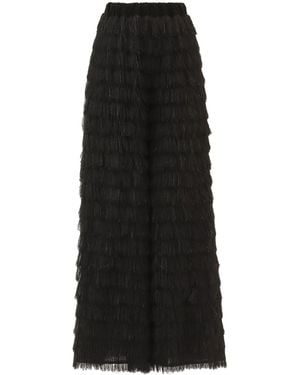Julia Allert Evening Statement Fringe Palazzo Trousers – - Black