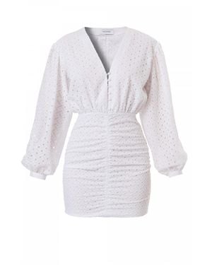 AGGI by HALEWSKI Trudy Mini Lace Dress With Long Baloon Sleeves - White