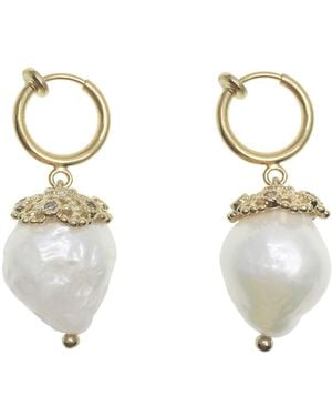 Farra Freshwater Edison Pearls Clip On Loop Earrings - Metallic