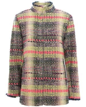 IZABELA MANDOIU Colorful Wool Cape Woven - Brown