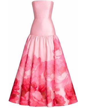 Mac Duggal Printed Mikado Strapless Drop Waist Ball Gown - Pink