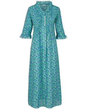 At Last Cotton Annabel Maxi Dress - Blue