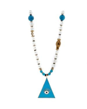 Ebru Jewelry Evil Eye Pendant Beaded Mystic Symbol Necklace - Blue