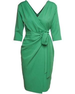 concept A trois Wrap Three Quarter Length Sleeve Dress - Green