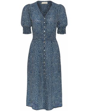 Guinea London Silk Summer Dress Abstract Leopard Print - Blue