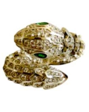 Laura Gray Sterling Articulated Snake Ring - Green