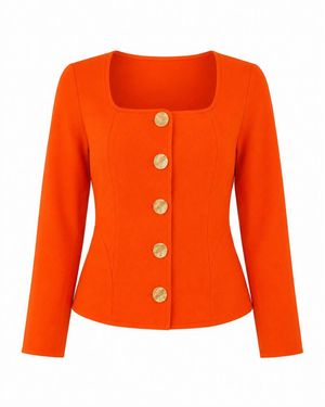Girl In Mind Archer Square Neck Long Sleeve Jacket - Orange
