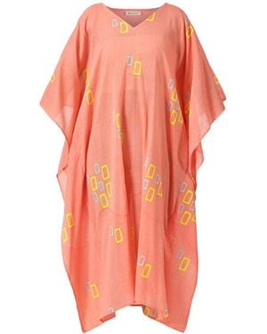 Heritagemoda Rose Organic Cotton Peach Sunset Summer Kaftan - Pink