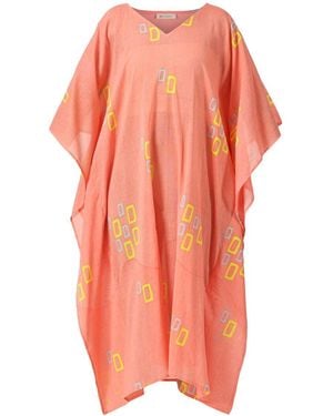 Heritagemoda Rose Organic Cotton Peach Sunset Summer Kaftan - Pink