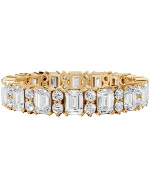 Aya Fine Jewelry 1.78 Ctw Emerald Cut Round Lab Diamond Full Eternity Wedding Band - Metallic