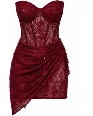 Angelika Jozefczyk Mini Lace Dress Catrice Burgundy - Red