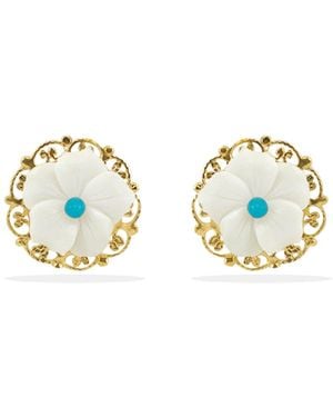 Vintouch Italy Flower Power Vermeil Earrings - White
