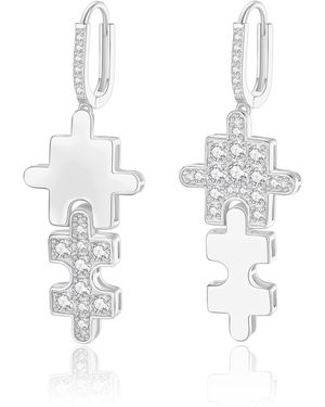 Classicharms Jigsaw Puzzle Dangle Earrings - White