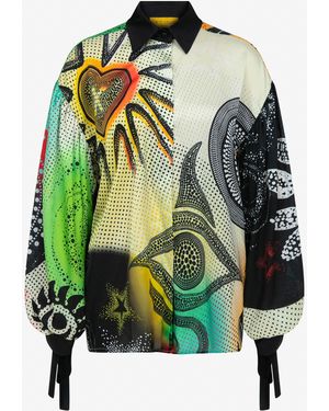 Je Te Veux Printed Lucid Shirt - Green