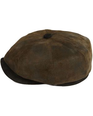 Dasmarca Hats Oliver Leather Bakerboy Newsboy Peaky Cap For - Green