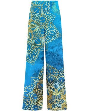 Aloha From Deer Boho Long Loose Pants - Blue