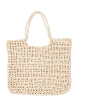 Springmoonatelier Neutrals Handmade Crochet Mesh Cream Bag – Lightweight Summer Beach Bag - Natural