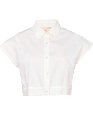 REISTOR Oversized Crop Cotton Shirt - White