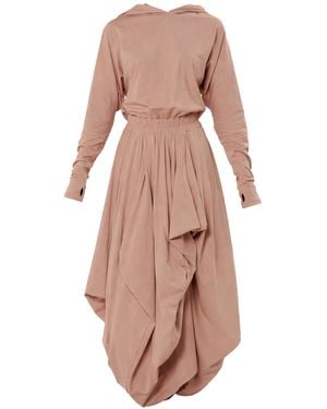 Metamorph Neutrals Hooded Midi Dress - Pink