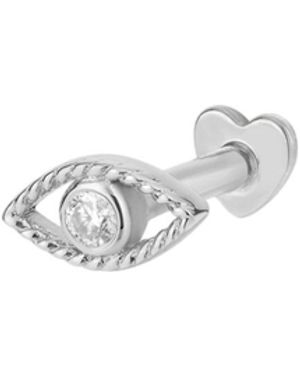 Vanhi 14K Solid Lab-Grown Diamond Evil Eye Flat Back Stud - White