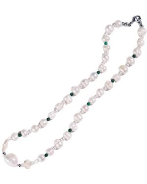 Urbane Jewelry Studio Pearl & Malachite Necklace - Metallic