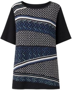 Conquista Striking Print Tie Waist Top - Black