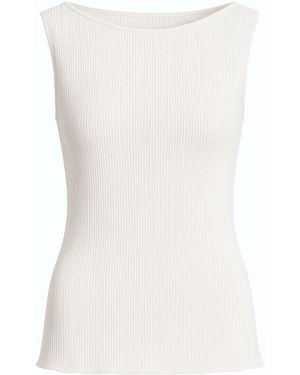 Monlicia Nila Ribbed Viscose-Blend Sleeveless Knit Top - White