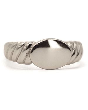 VicStoneNYC Fine Jewelry Screw Band Design Oval Signet Ring - White
