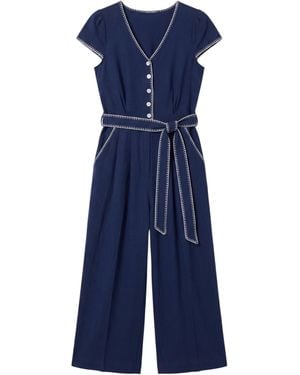 Louche Marleen Blanket Stitch Jumpsuit - Blue