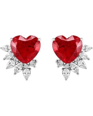 Arte Madrid Casa Real Insignia Heart Earrings - Red