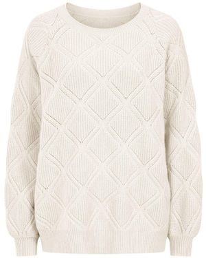 Loop Cashmere Diamond Stitch Jumper - White