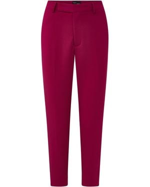 Layo G Cropped Fuchsia Stretch Dress Trousers - Red
