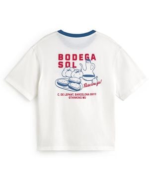 Thinking Mu Contrast T-Shirt Sunny Lucia Wine Cellar - White
